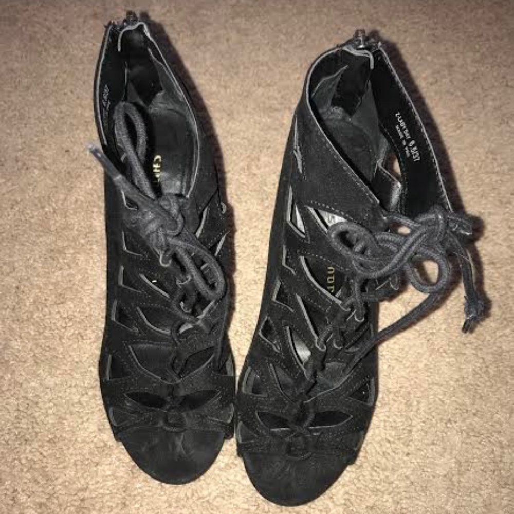 Black strappy heels